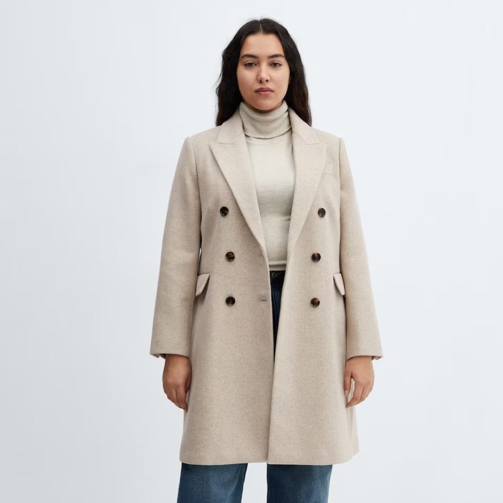Wool double-breasted coat from Mango